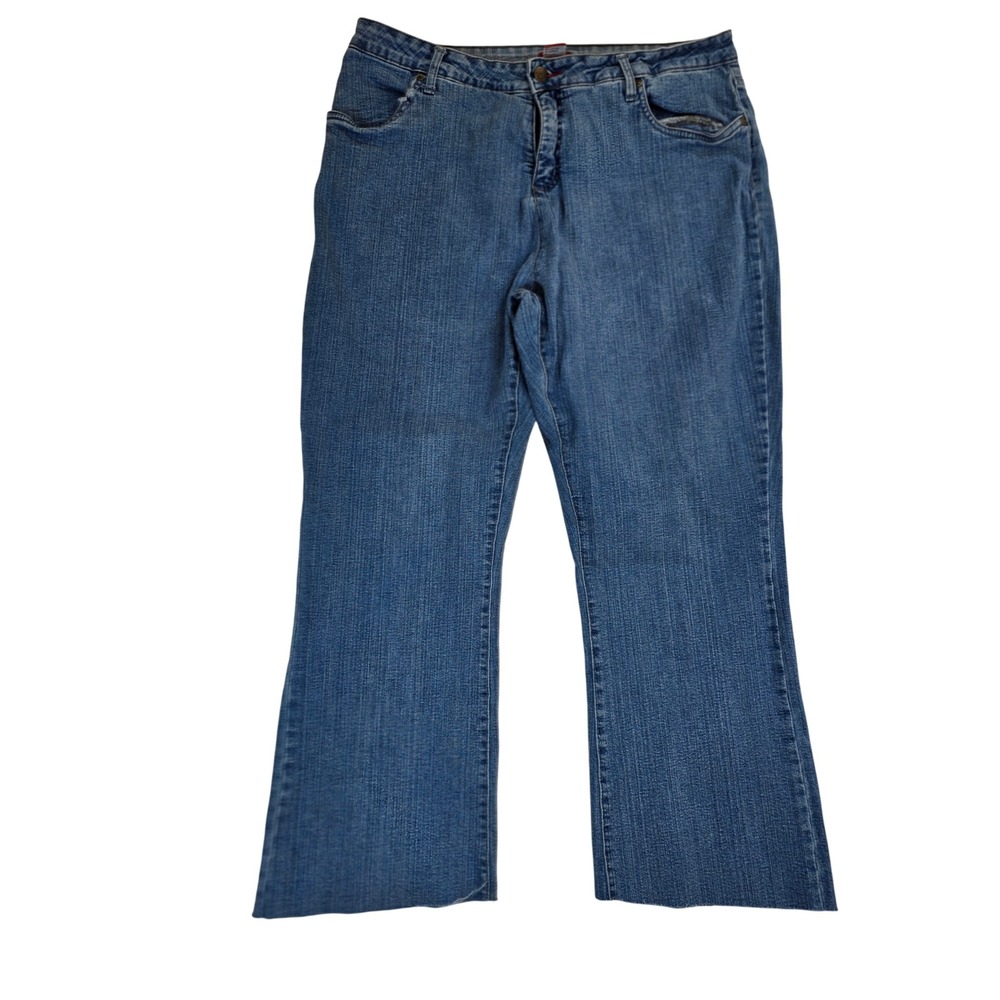 Smith's Dungarees Jeans Women 18 Blue Bootcut Raw Hem Mid Rise Denim Westernwear